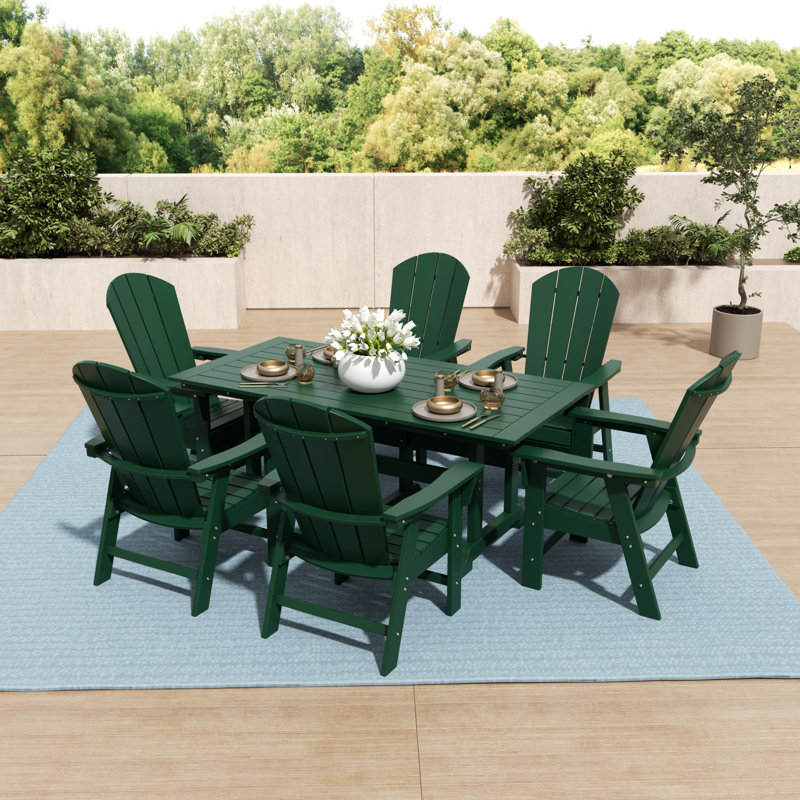 Ensemble de salle à manger rectangulaire 71 personnes Laguna, Vert foncé