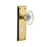 New York Plate with Decorative Keyhole and Oval Fluted Crystal Door Knob