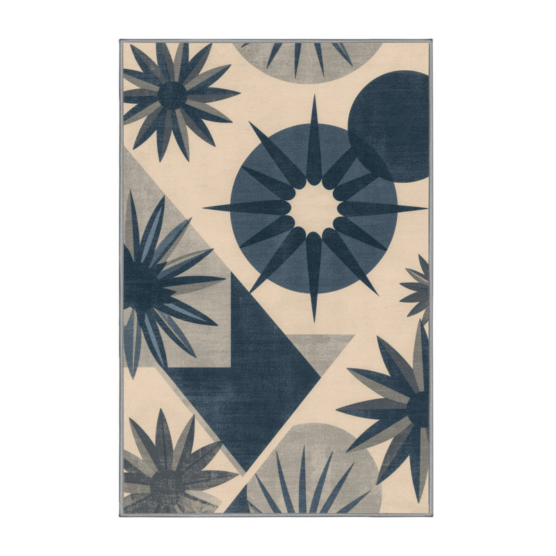 Tapis gris moelleux et doux de style Mid-Century moderne à motif géométrique Elbridge, 8 x 10