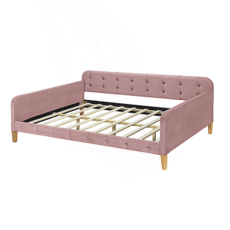 Modern Style Design Full Size Upholstered Daybed, Pink