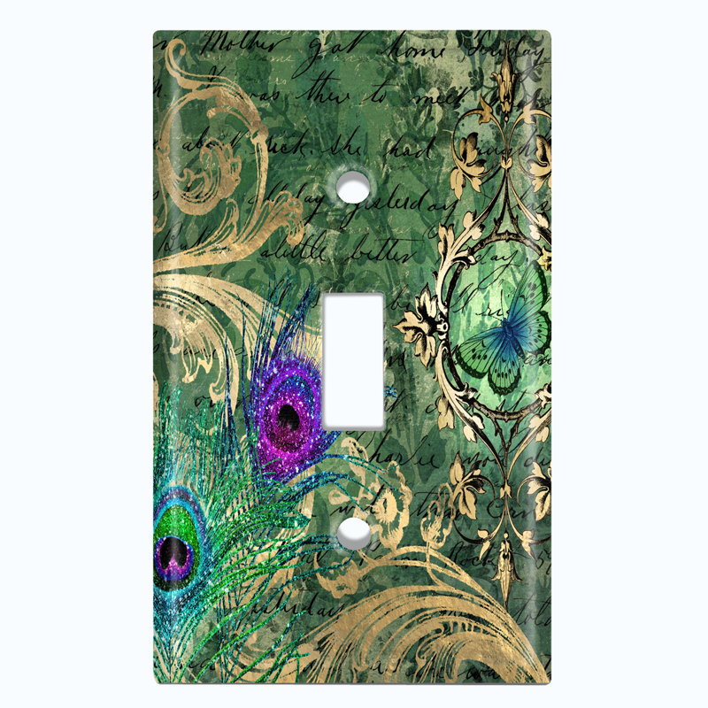 Patterned 1 - Gang Toggle Light Switch Standard Wall Plate, Dark Green