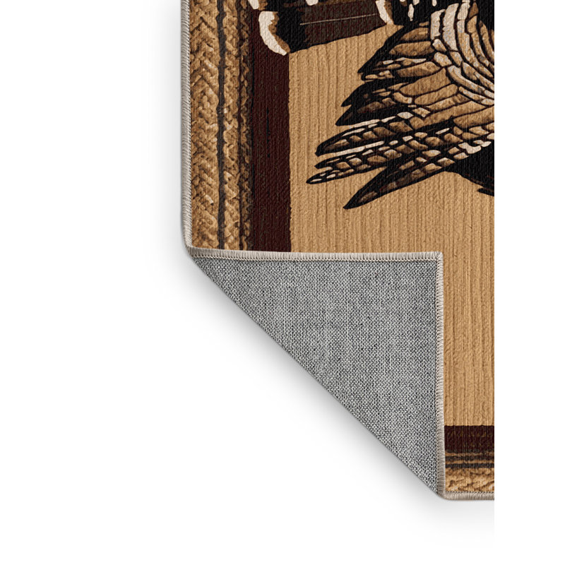 Washable Wild Turkey Birds Area Rug, Square 4'