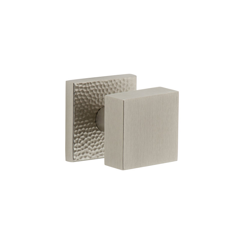 Viaggio Quadrato Hammered Texture Rosette Single Dummy with Quadrato Knob, Satin Nickel