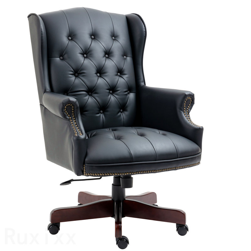 Tufted Black PU Leather Executive Office Chair Game Chair with 5-Point Base