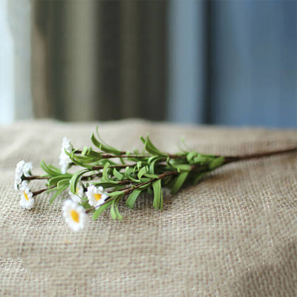 Faux Silk Artificial Flower Eco PE Small Daisy Stem Set in White