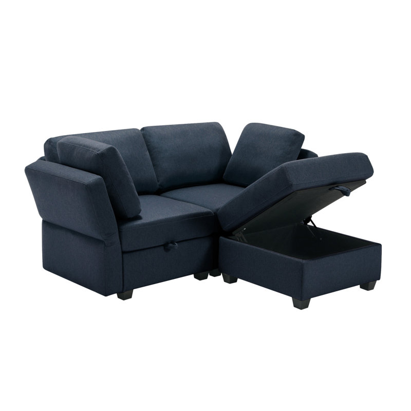Canapé modulaire polyvalent peu encombrant avec options de rangement et de personnalisation, Bleu