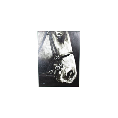 " Black And White Side View Horse " Painting Print