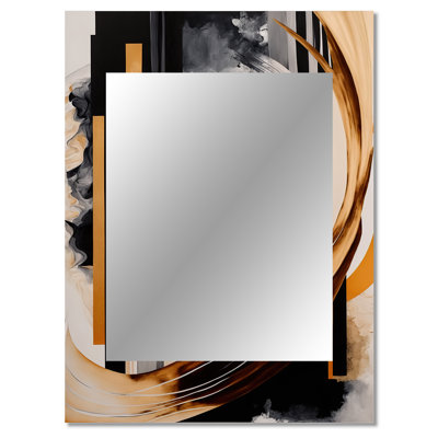 Gold Touch Art Deco I - Abstract Decorative Wall Mirror, Modern Mirror, Printed Metal Art