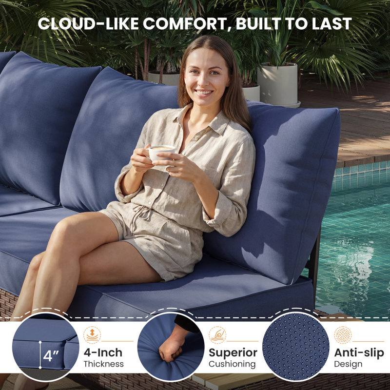 8-Piece Outdoor Patio Cushion Set, Replacement Outdoor Seat & Back Cushions for Patio Furniture, 4 Seat Cushions & 4 Back Cushions with Zipper Covers.