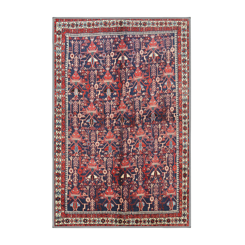 Tapis oriental rouge et bleu, Rectangle 5 pi x 8 pi