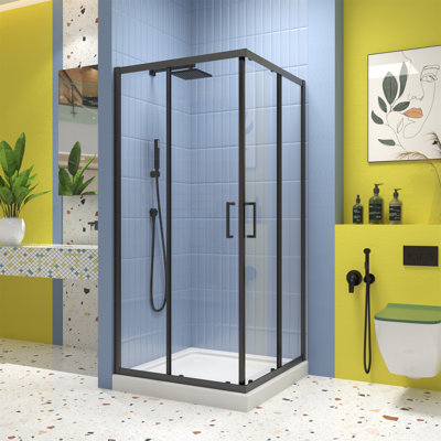 Sliding Shower Door, With 1/4" Tempered Glass, 34.625 In. X 72 In. Frame Neo-Angle Pivot Shower Enclosure