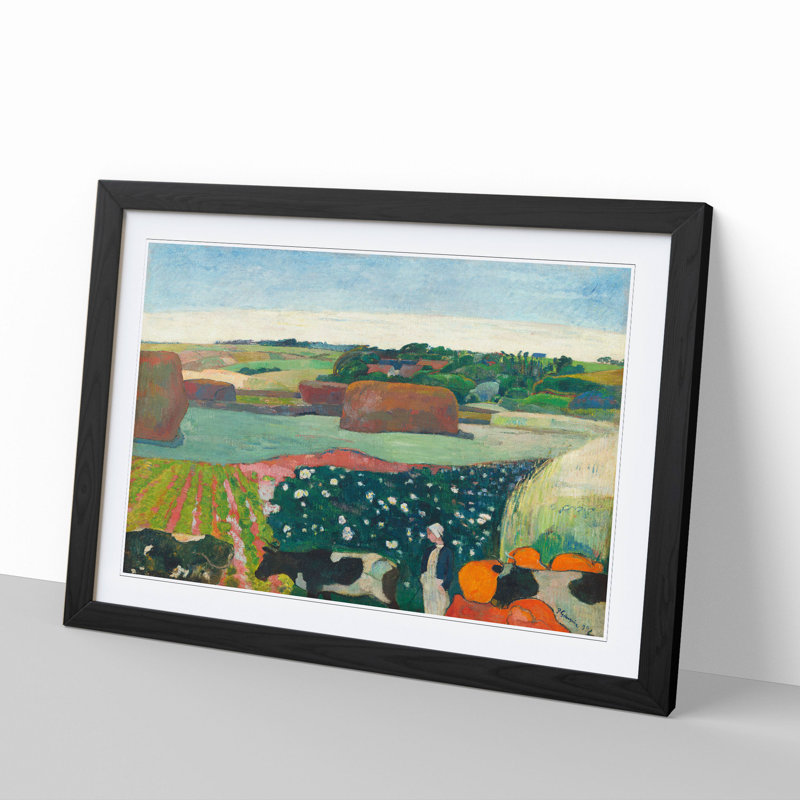 Haystacks in Brittany by Paul Gauguin - Framed Print, 27cm H x 36cm W x 2cm D, Black Framed