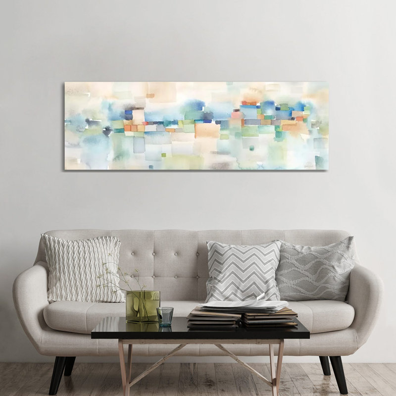 Teal Abstract Horizontal by Cynthia Coulter - Wrapped Canvas Panoramic Painting, 182.88 cm H x 60.96 cm W