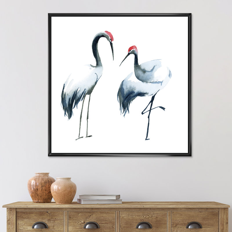 Deux ombrelles noires et blanches - Peinture sur toile, H 36 po x l 36 po x P 1,5 po, Cadre noir