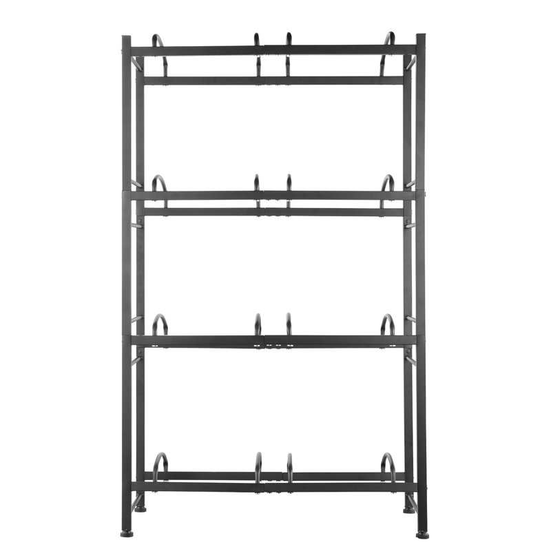 Porte-bouteilles double 8 4 bouteilles en noir, permet de ranger 3 et 5 bouteilles dans un espace compact organisé, en fonte à haute résistance avec revêtement de rouille, installation de tracas, rainures de tablette pour les supports de support de cruche de stabilité