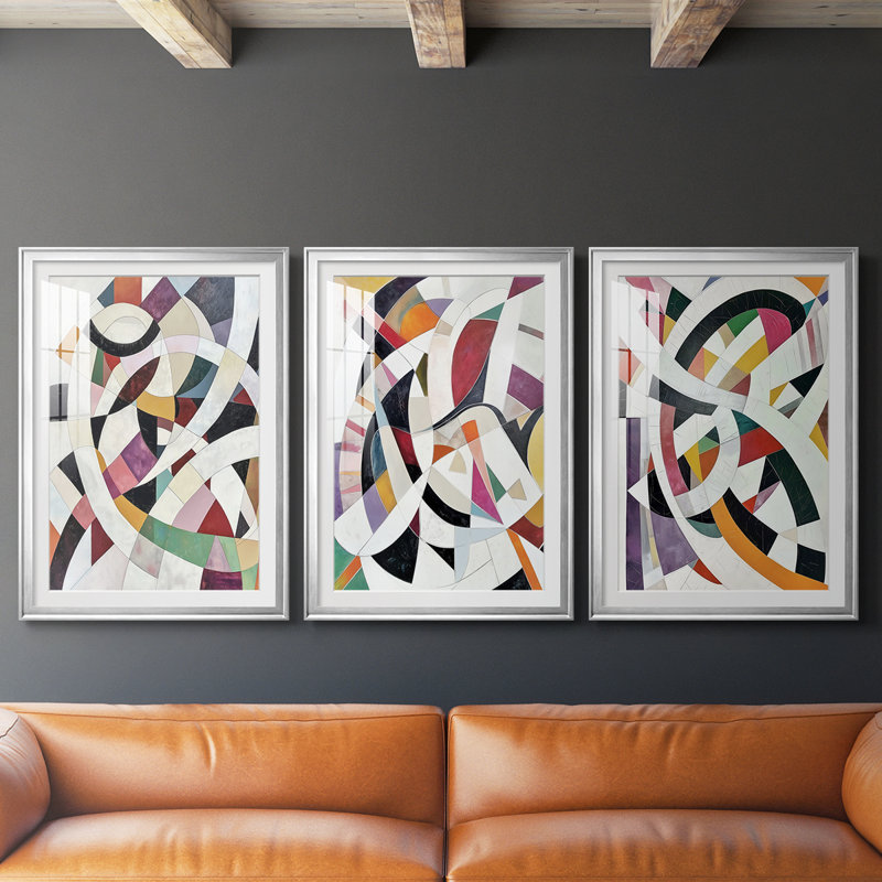 ABSTRACT Series LV - Impression sur mesure encadrée de qualité supérieure - 3 pièces, Noir, H 19 po x l 27 po