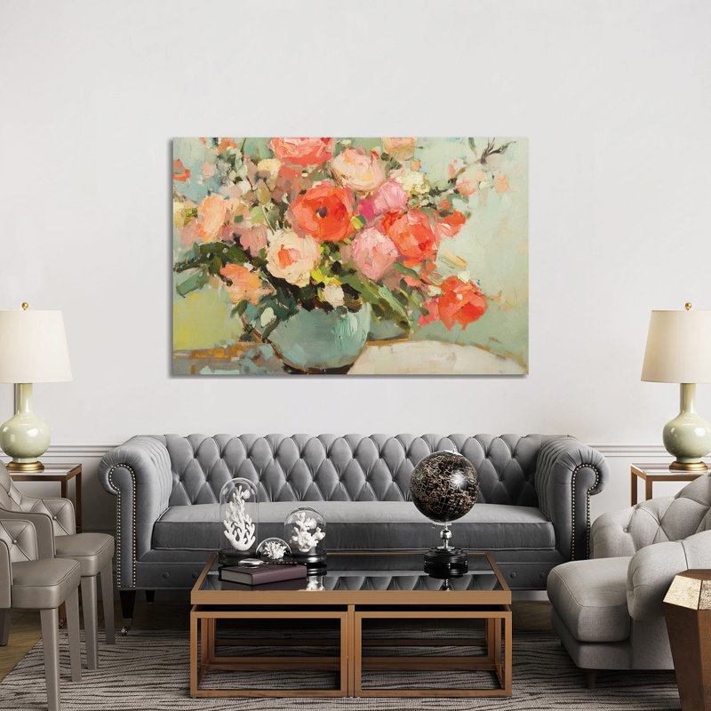 Blushing Blooms - Wall Art Print - Wrapped Canvas, 40" H x 60" W, Wrapped Canvas, Does Not Apply