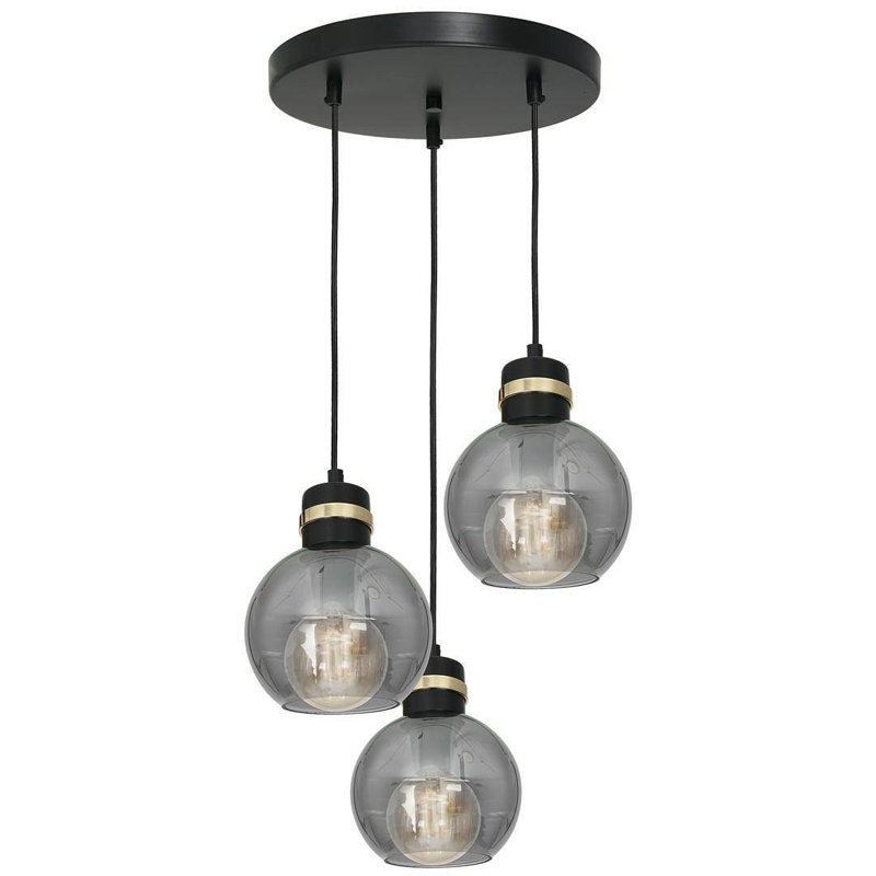 Valletta 3 - Light Black/Gold Sphere Pendant