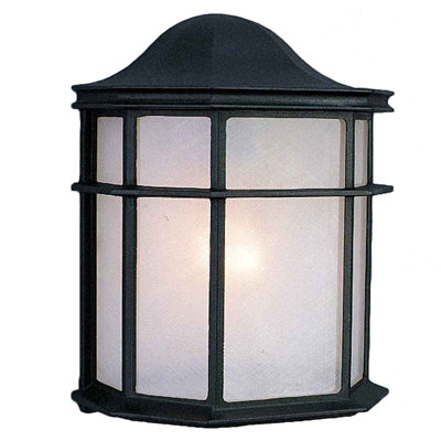 1-Light Outdoor Cast Aluminum Fluorescent Black Wall Mount Wall Sconce Wall Light with White Acrylic Shade