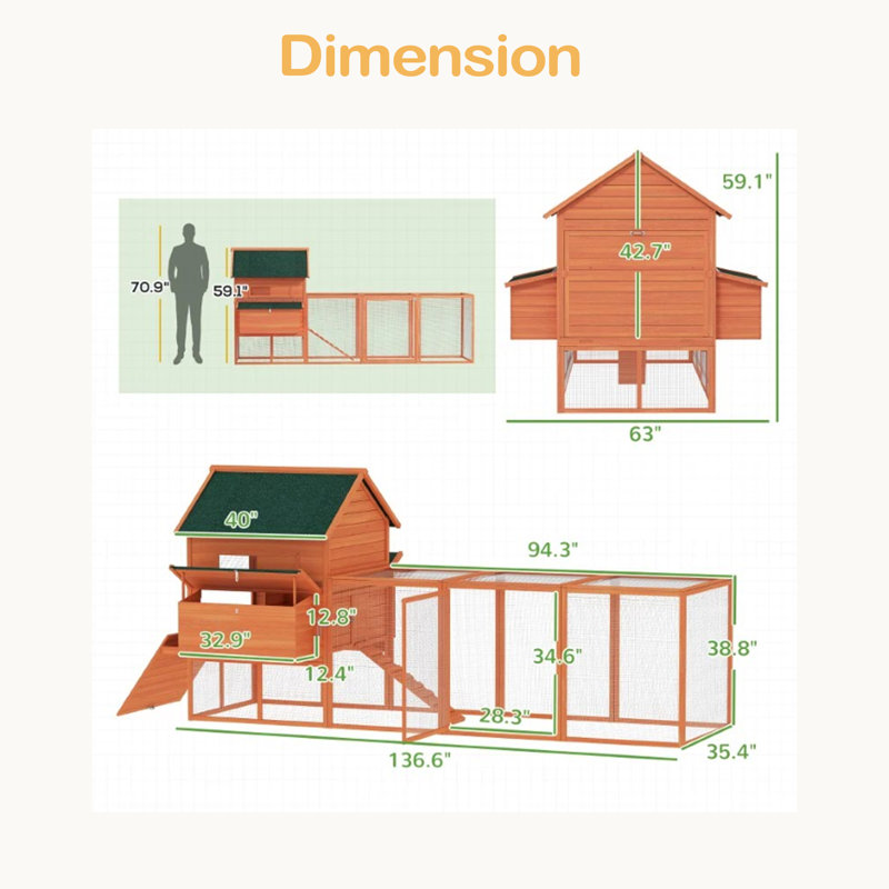 Spacieuse maison d'oie, poulailler, poulailler en bois, maisonnette avec deux fenêtres coulissantes