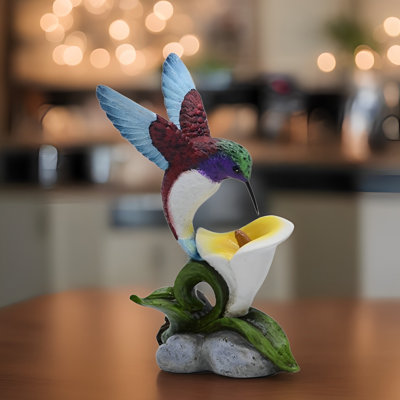 Figurine colibri 6 "sur fleur jaune
