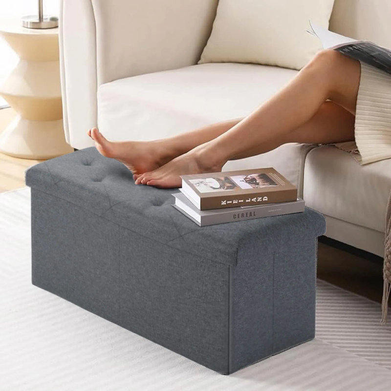 Banc de rangement avec repose-pieds de 43 pouces gris, repose-pieds de grande capacité de rangement de 157,5l, entrée dans la chambre à coucher du salon