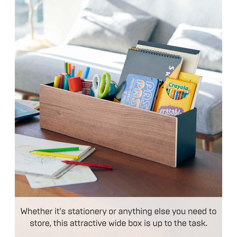 Large Walnut and Steel Desk Organizer with Dividers