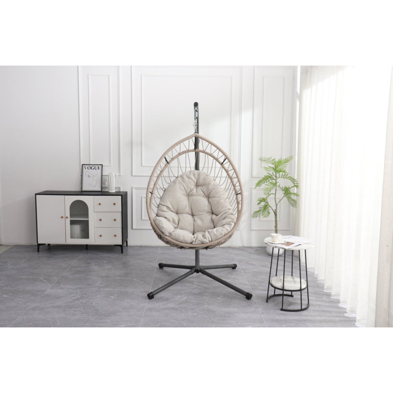 Fauteuil suspendu d'extérieur en forme d'œuf avec support, balancelle de patio en forme d'œuf, chaise berçante d'intérieur, hamac d'extérieur en forme d'œuf