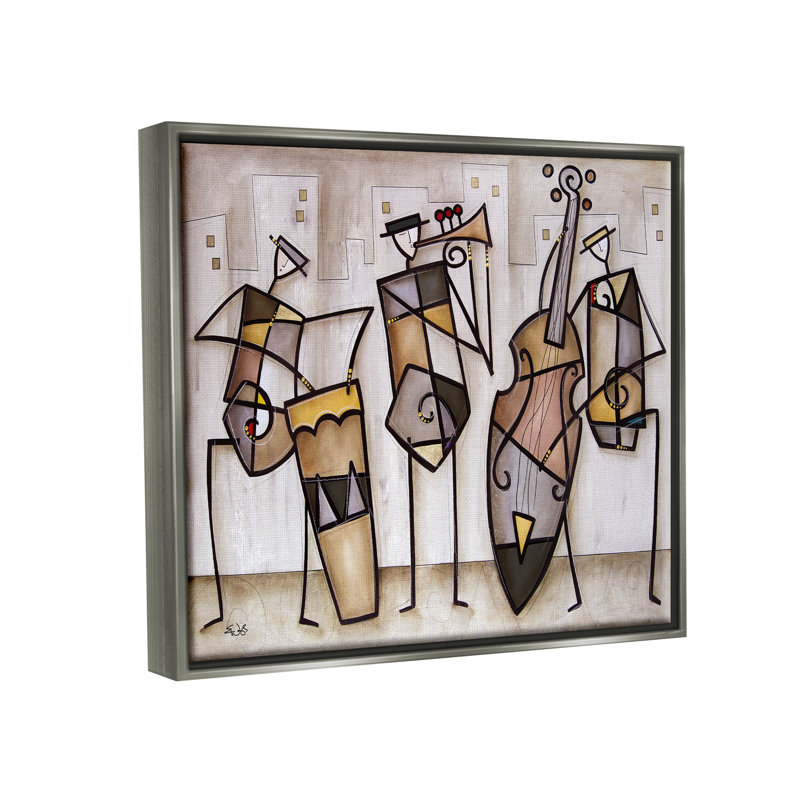 "Musical Trio", peinture abstraite moderne sur toile flottante encadrée par Eric Waugh, H 25 po x l 31 po x P 1,7 po