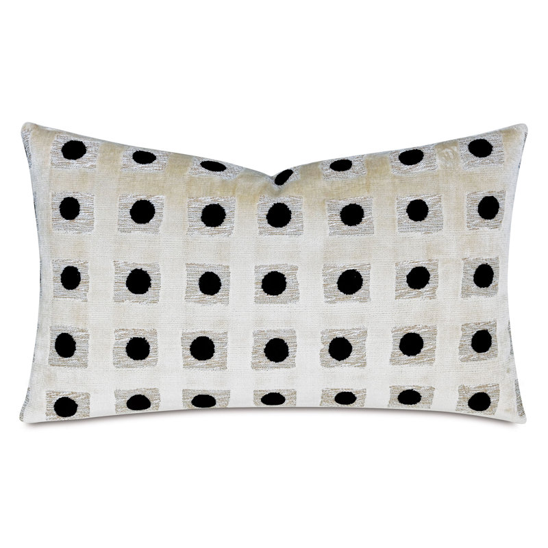 Coussin Salvatore Domino, Noir / Blanc / Gris, Rectangle H 13 po x l 22 po