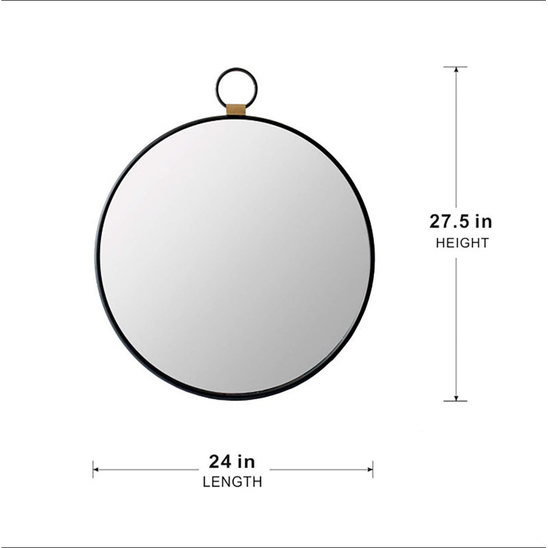 Miroir mural 24 po x 27 po avec cadre noir, miroir décoratif minimaliste contemporain pour le salon, le vestibule, le vestibule, la chambre à coucher
