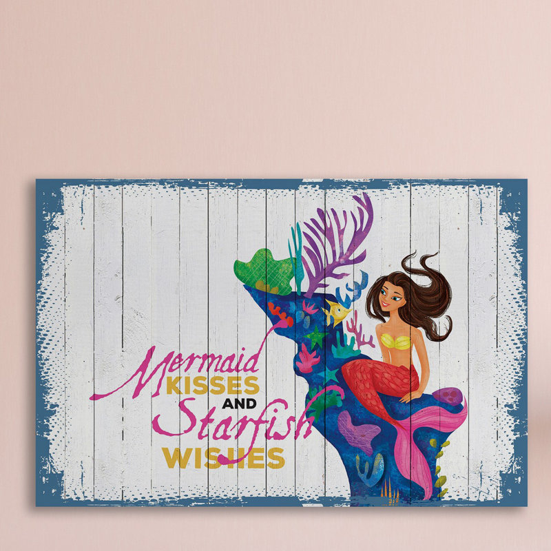 « sirène baisers 3 », reproduction d’art sur toile tendue, H 16 po x l 24 po x P 1,5 po