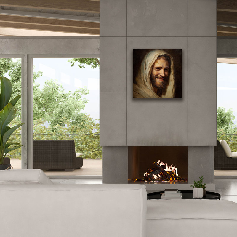  «Sourire Jésus Christ» par Rich Monet, art mural sur toile, 26 po x 26 po, H 26 po x l 26 po