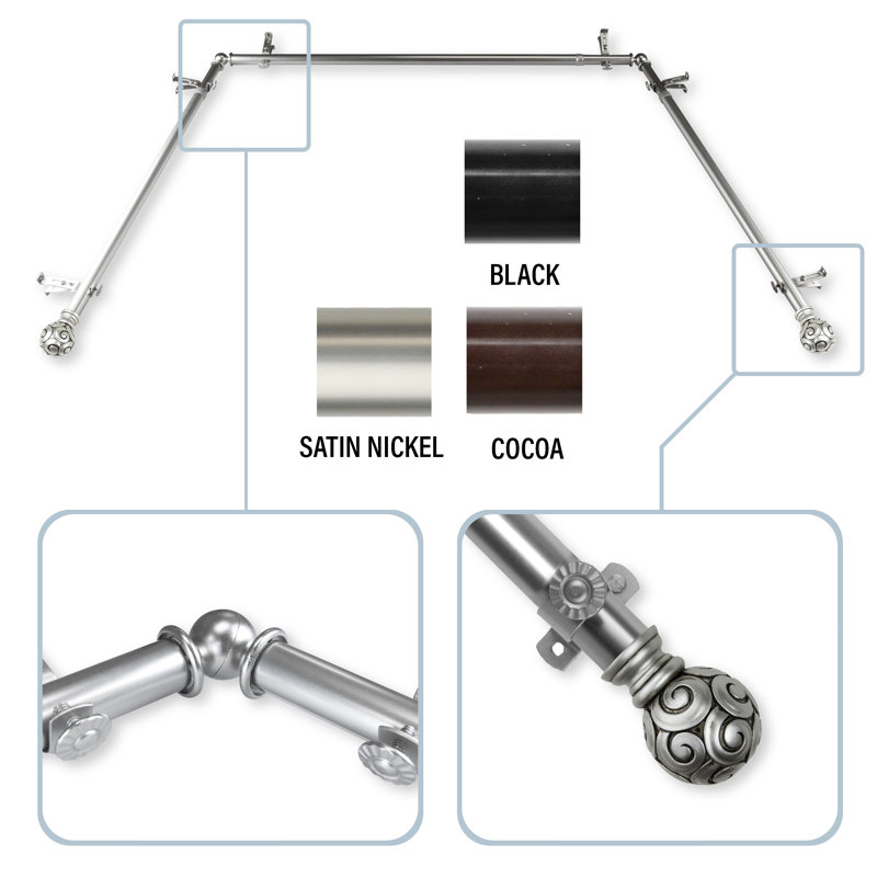 Tringle à rideaux simple pour fenêtre Margunde, Nickel satiné