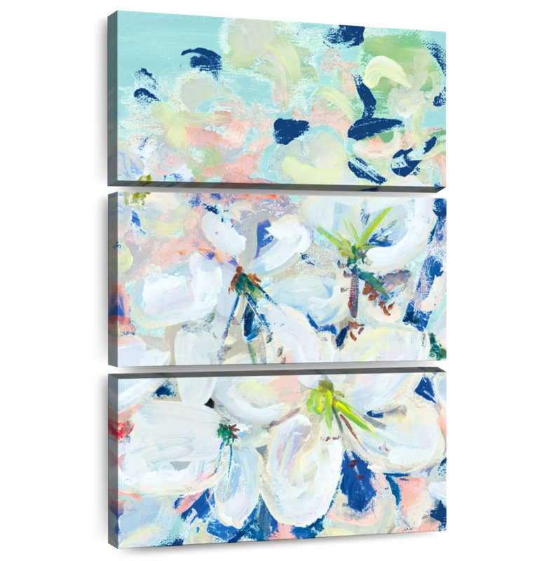 Avery White Orchids On Blue, 38" H x 24" W