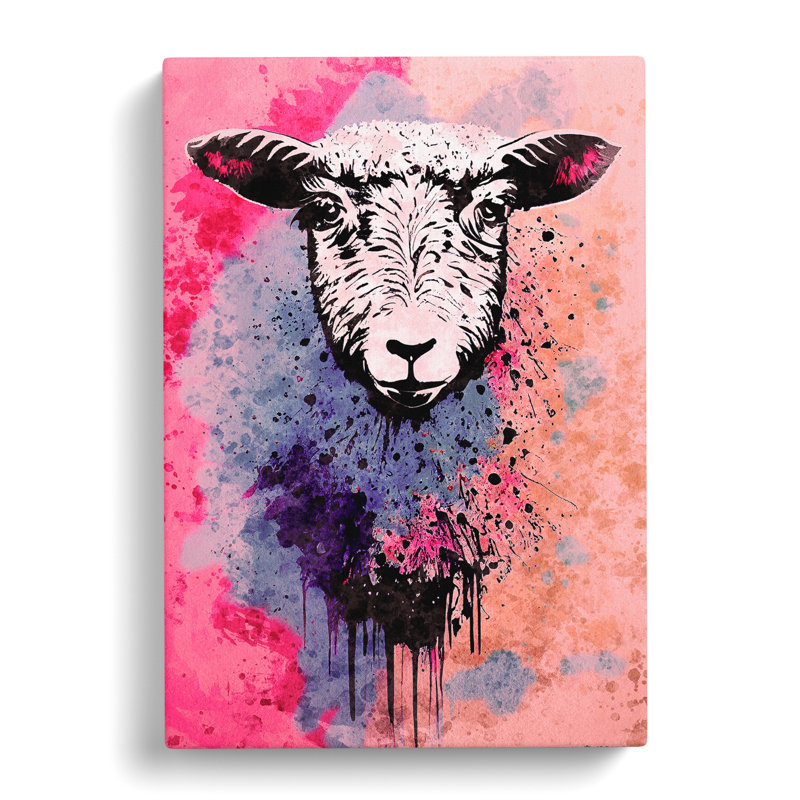 Sheep Paint Drip No.4 - Wrapped Canvas, 50cm H x 35cm W x 3cm D