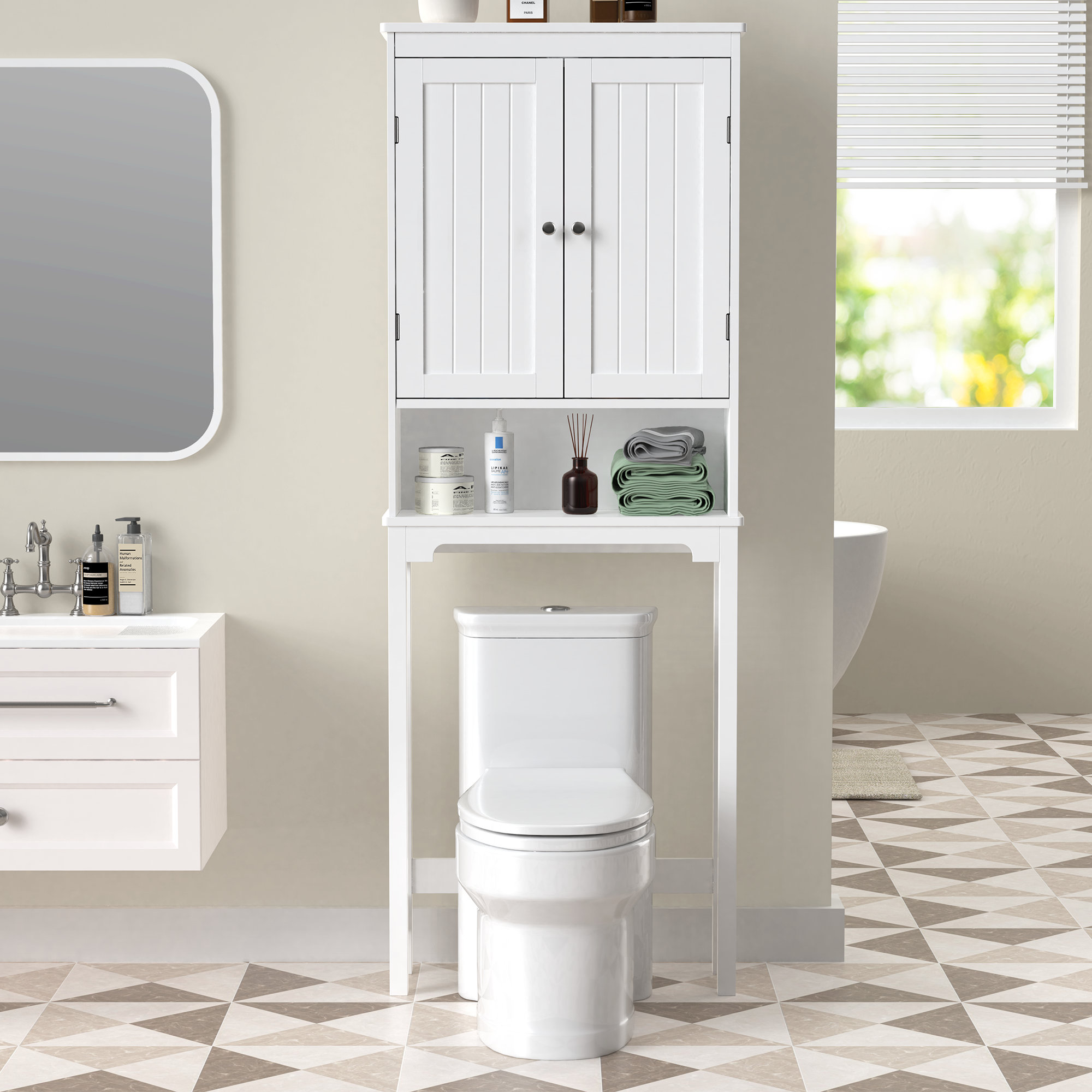 25 in. W x 77 in. H x 7.9 in. D Gray Bathroom Over-The-Toilet