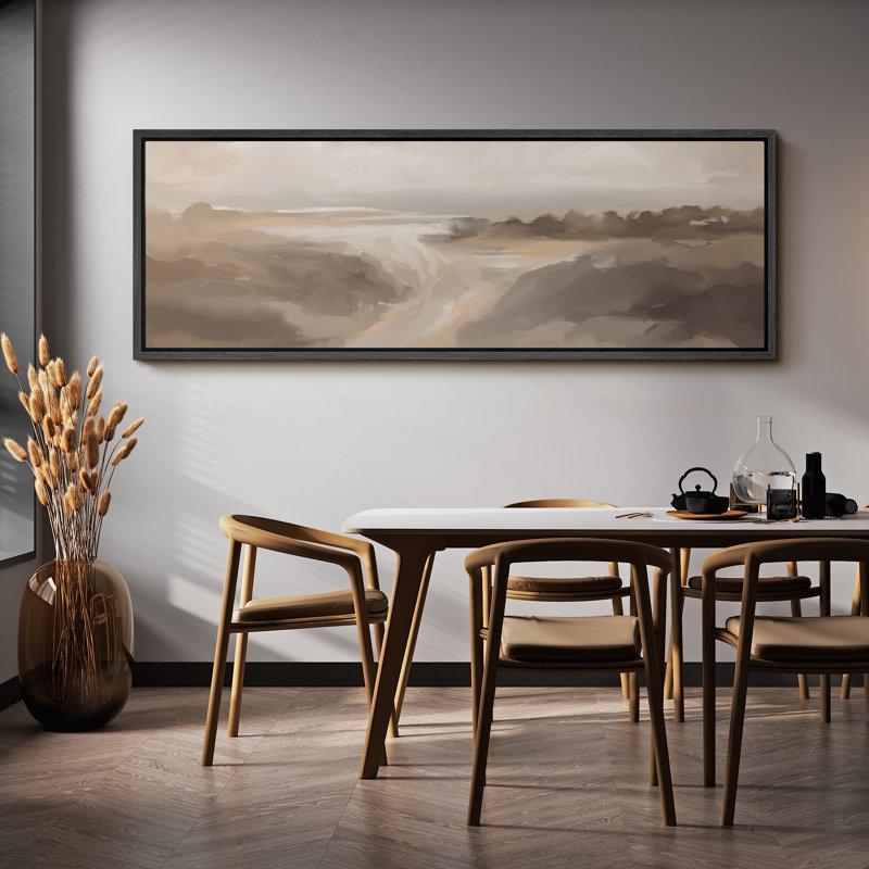 Art graphique de paysage abstrait brun clair, images murales neutres, impression numérique sur toile giclée sur toile