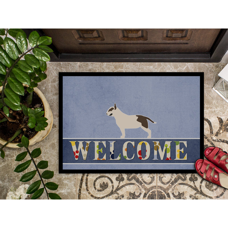 Welcome Non-Slip Outdoor Door Mat, Bull Terrier, Rectangle 2' x 3'