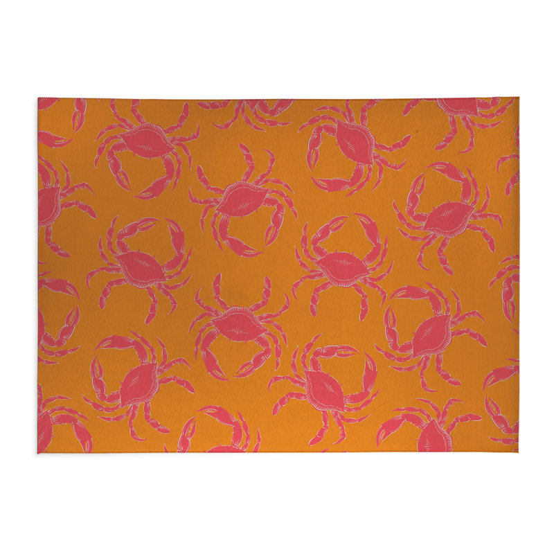 Crabby Decorative Outdoor Rug, Rectangle 4' x 6', Orange