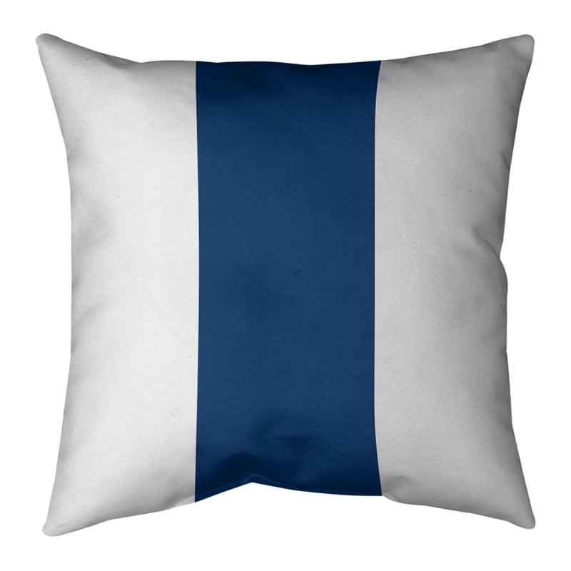 Striped Linen Reversible Throw Pillow, White/Navy/Gray, 20" x 20"