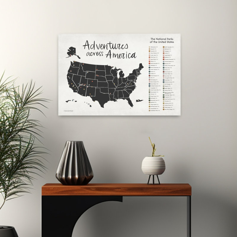 Adventures Across America, art contemporain, H 16 po x l 24 po