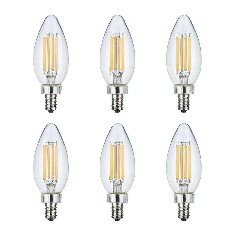 8 Watt C11 LED Clear Finish Candelabra Base 90 CRI 760 Lumens 120 Volt, 5000K