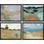 Monet pastel botanique floral collage côtier encadré sur papier, 4 pièces-97770670-97770672