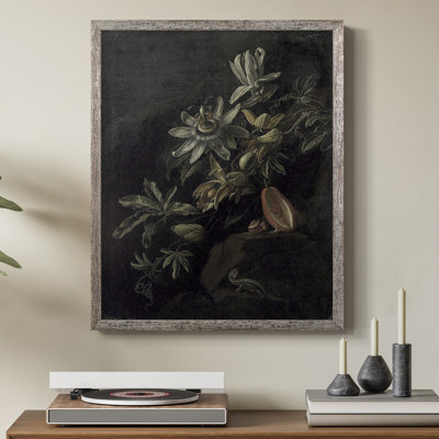 Reproduction florale rétro Lxxix encadrée - bois massif