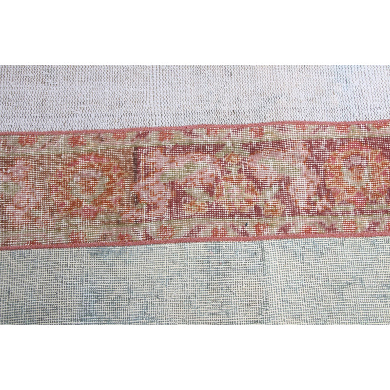 Vintage Green Oushak Turkish Patchwork Rug Ideal for Small Spaces and Antique Enthusiasts