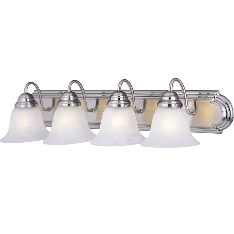 Éclairage pour meuble-lavabo de salle de bain à quatre lumières à intensité variable Carder, Marbre / nickel satiné