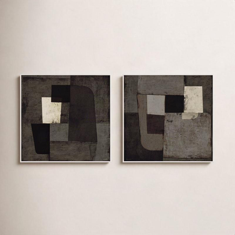 Night Shift 1 & 2, Set of 2 by Marco Marella for Studio M - Framed Wall Art, 16" H x 16" W, Canvas, White
