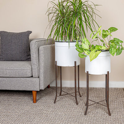 Round Metal Planters on Stands