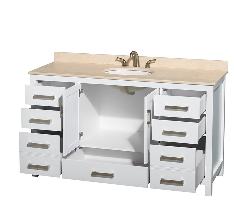 Sheffield 60" Single Bathroom Vanity Set, White